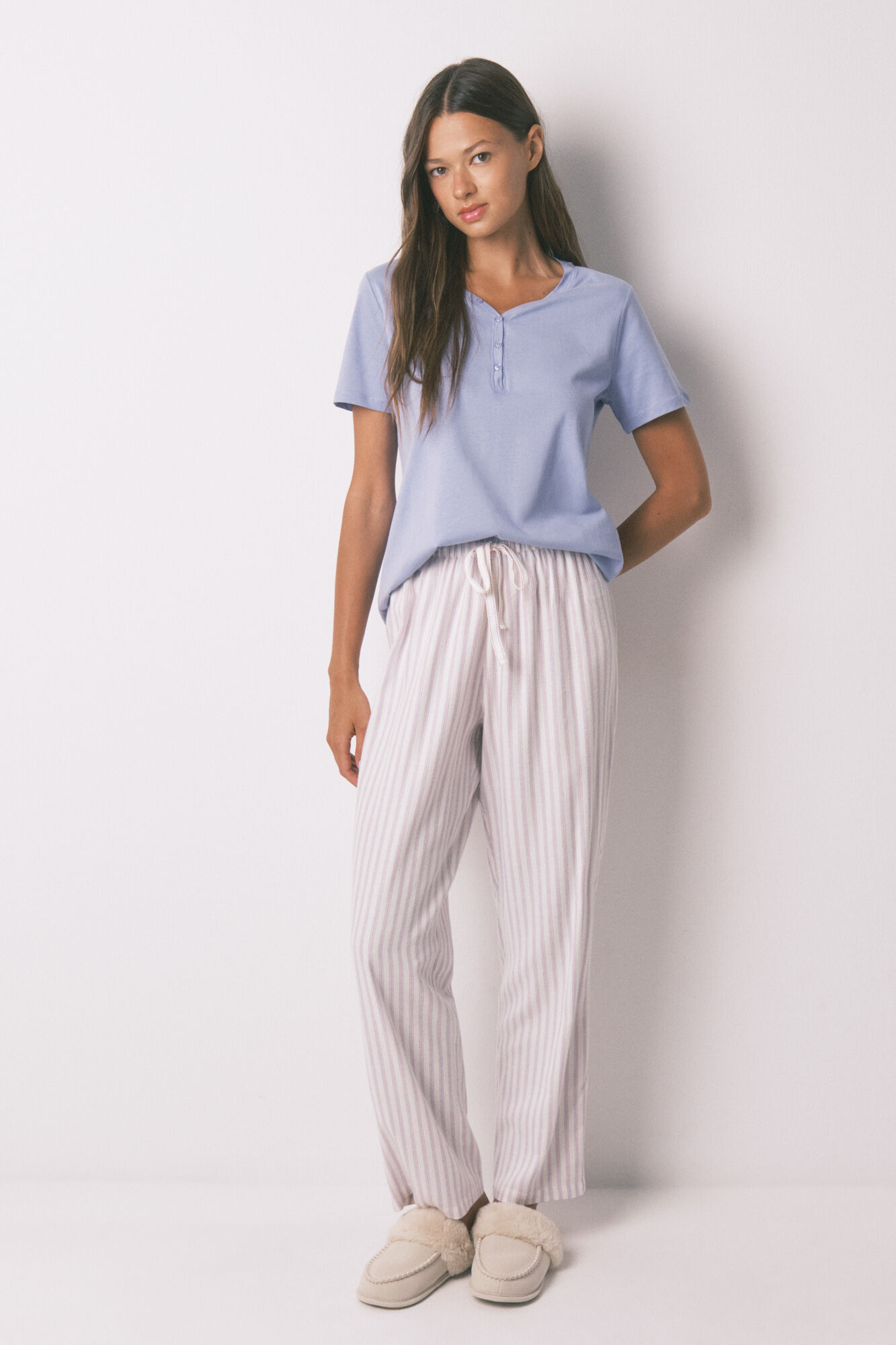 Women'secret Lilac brushed cotton short sleeve T-shirt