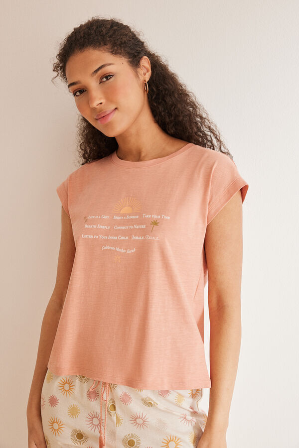 Womensecret 100% cotton pyjamas with sun bottoms pink