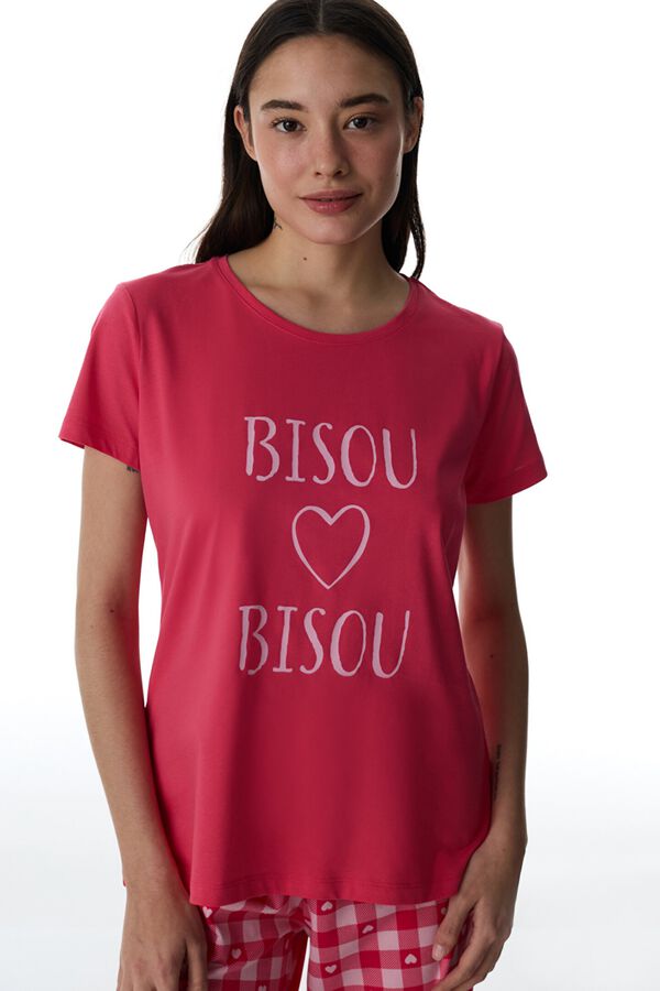 Penti Conjunto pijama largo corazones cuadros fucsia