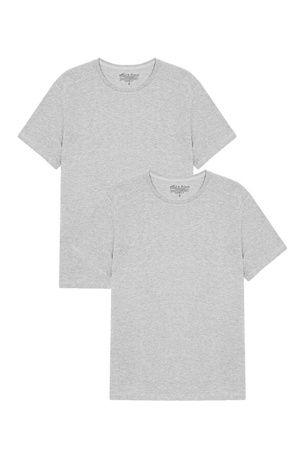 Bread & Boxers Pack of 2 stretchy crew neck organic cotton -shirts in grey melange gris