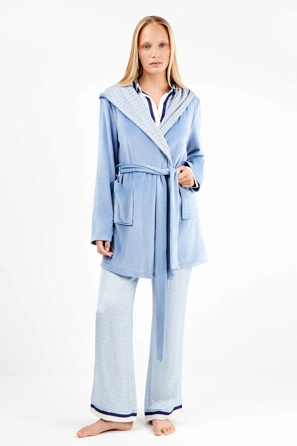 Gisela Light blue microfleece robe Plava