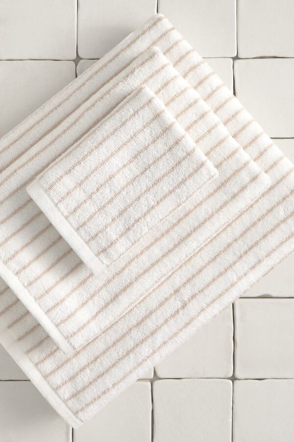 Textura Striped terry towel grey