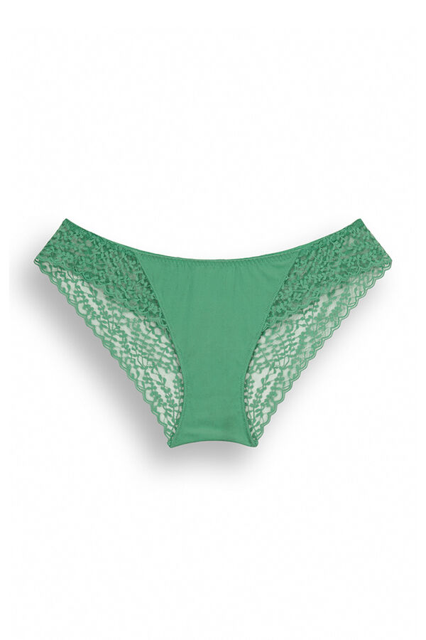 Womensecret Green microfibre and lace panty green