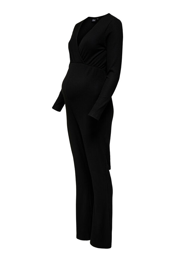 Only Maternity Macac&atilde;o comprido canelado maternidade e amamenta&ccedil;&atilde;o preto