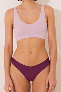 Women'secret Wine-colored gathered microfiber thong