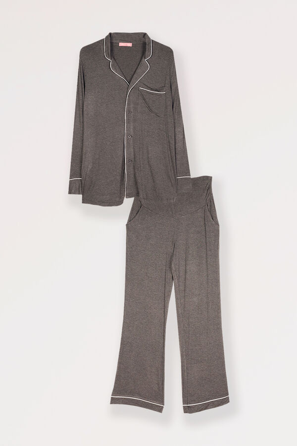 Ohma! Classic long-sleeved maternity pyjamas grey