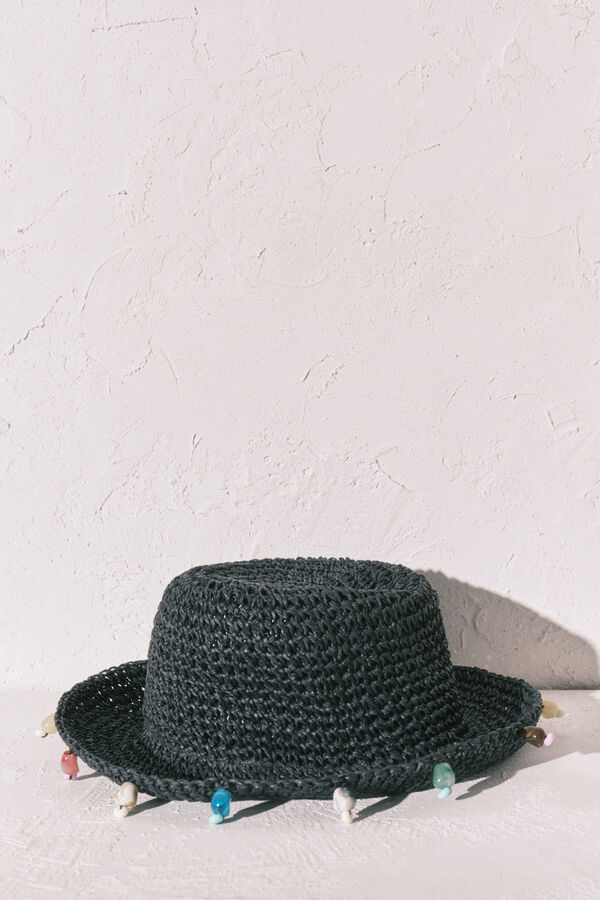 Women'secret Schwarzer Crochet-Bucket-Hut Schwarz