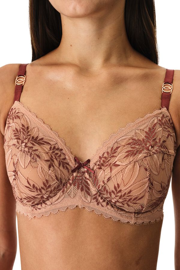 Penti Balconette bra  with floral lace brown