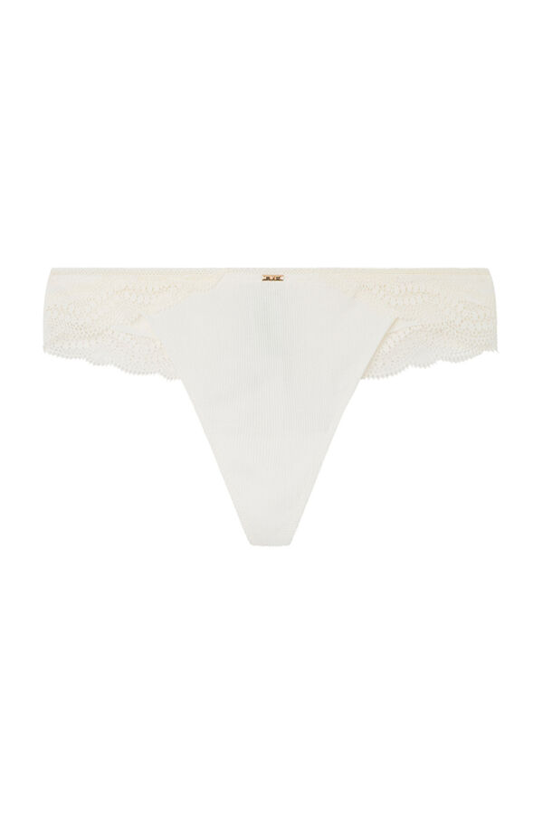 Womensecret White cotton thong strap beige
