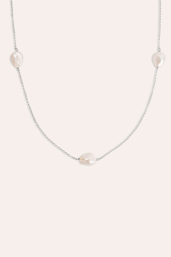 Singularu Silver Bean Pearls necklace grey