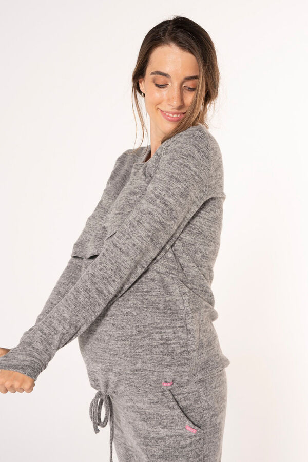 Womensecret Comfy maternity crossover T-shirt + trousers set gris