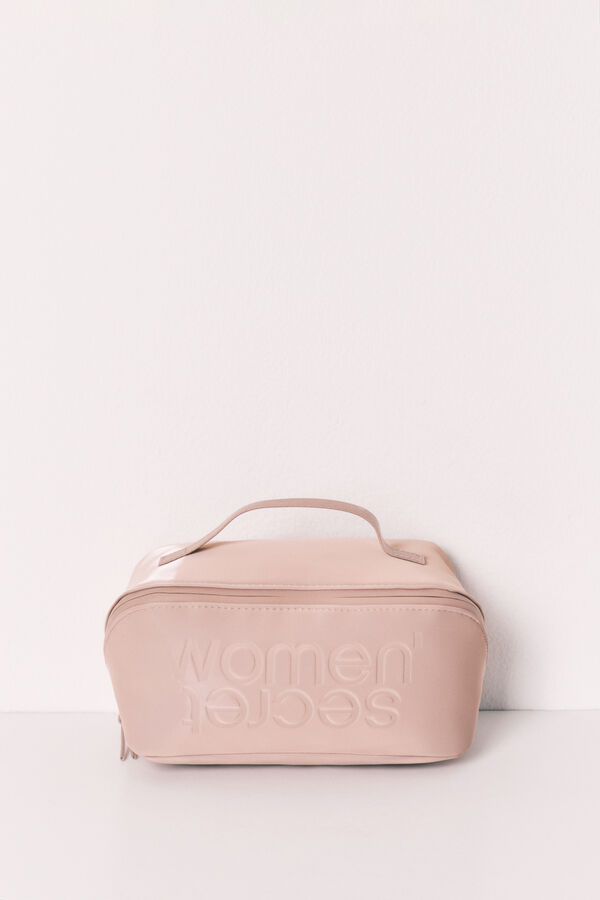 Women'secret Brown rubberized medium vanity case nude