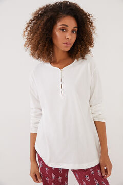 Womensecret Long beige printed 100% cotton pyjamas beige