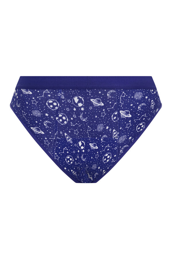 Modibodi Braga Menstrual Teen Algod&oacute;n Org&aacute;nico Flujo Abundante Blue estampado