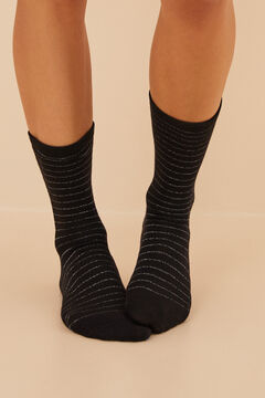 Womensecret Pack 3 calcetines algodón negros lúrex negro