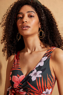 Womensecret Floral post-surgery halterneck bikini top green