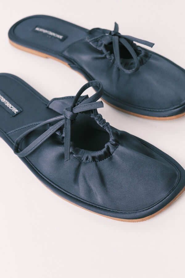 Women'secret Zapatillas casa sat&eacute;n azul verde