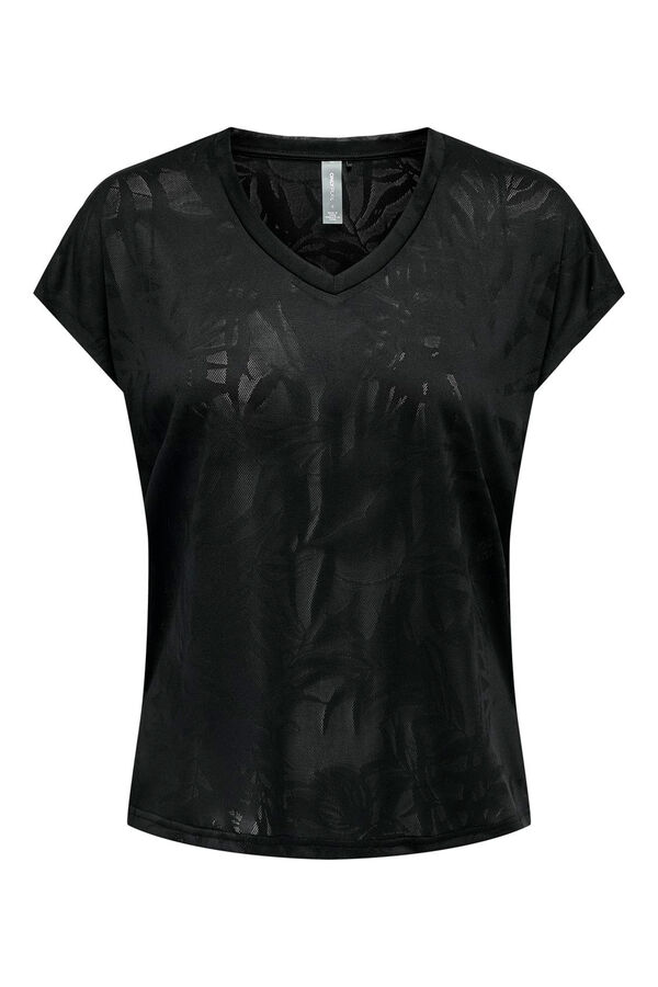 Womensecret Short-sleeved textured T-shirt black