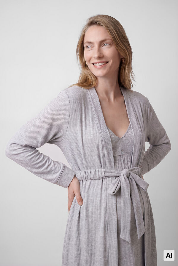 Women'secret Grey belted midi robe grey