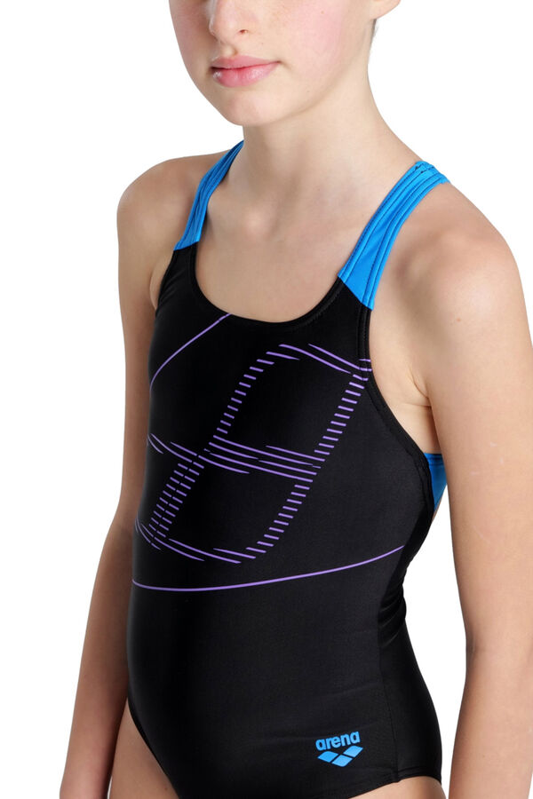 Womensecret arena Graphic Swim Pro Back girls' sporty swimsuit fekete
