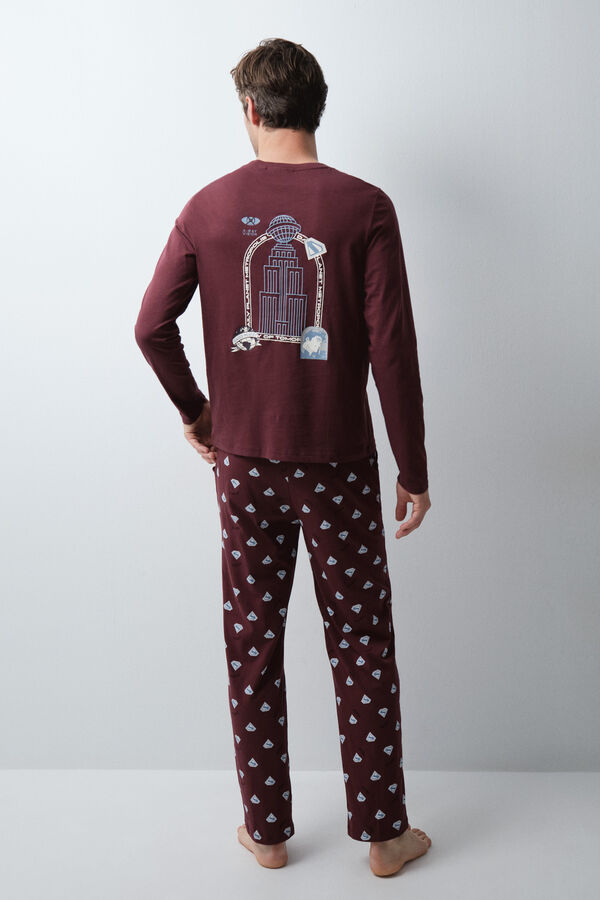 Women'secret Burgundy cotton long pyjamas Superman printed