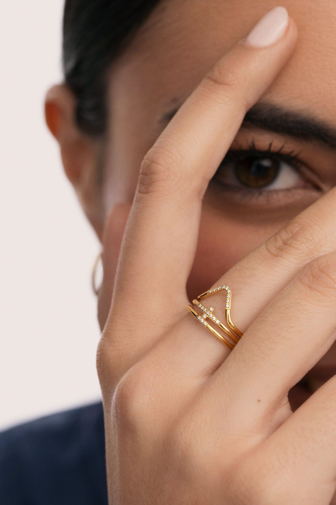 Singularu Pack 3 Sparks gold steel rings