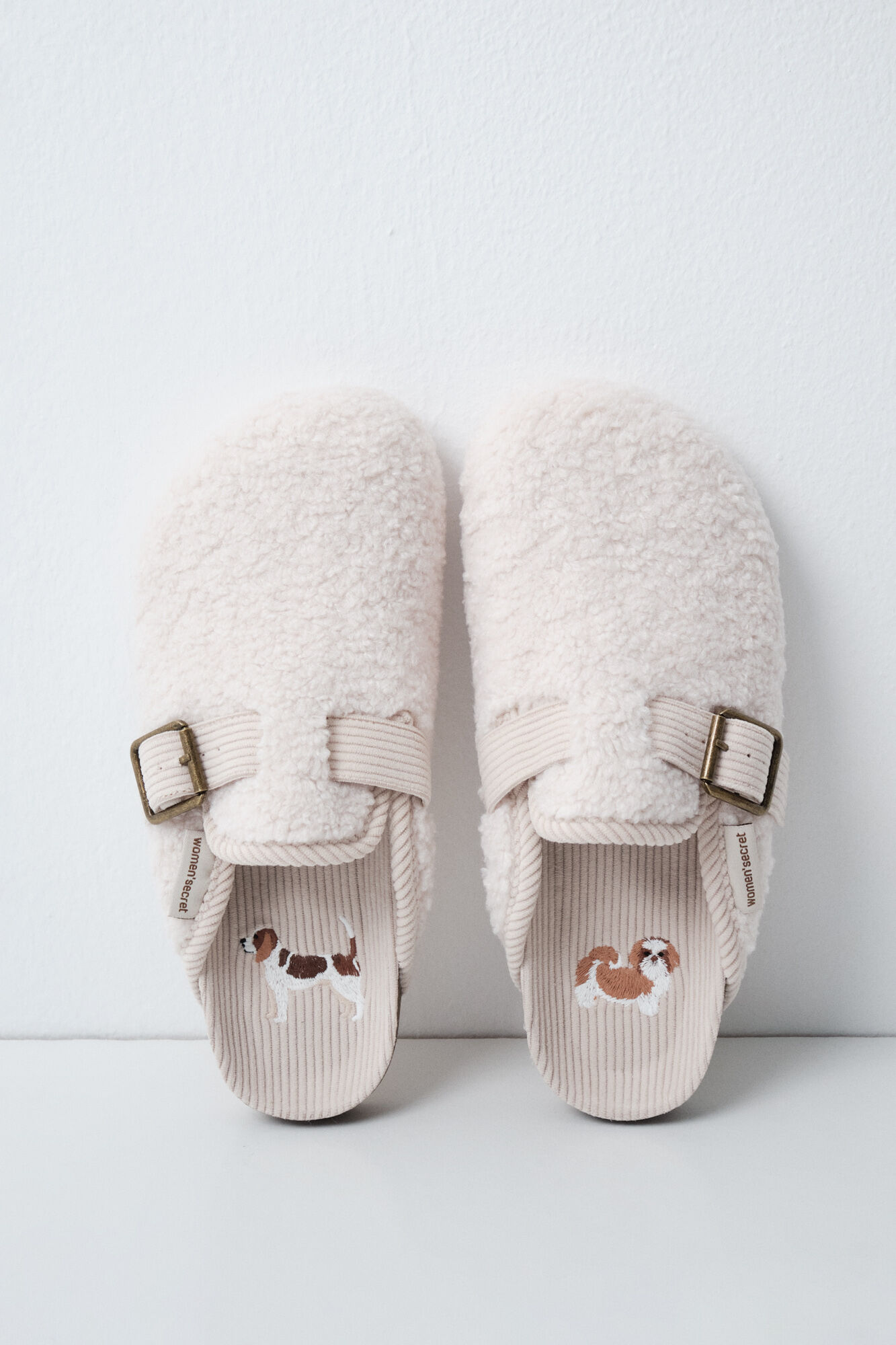 Women'secret Faux shearling clog slippers