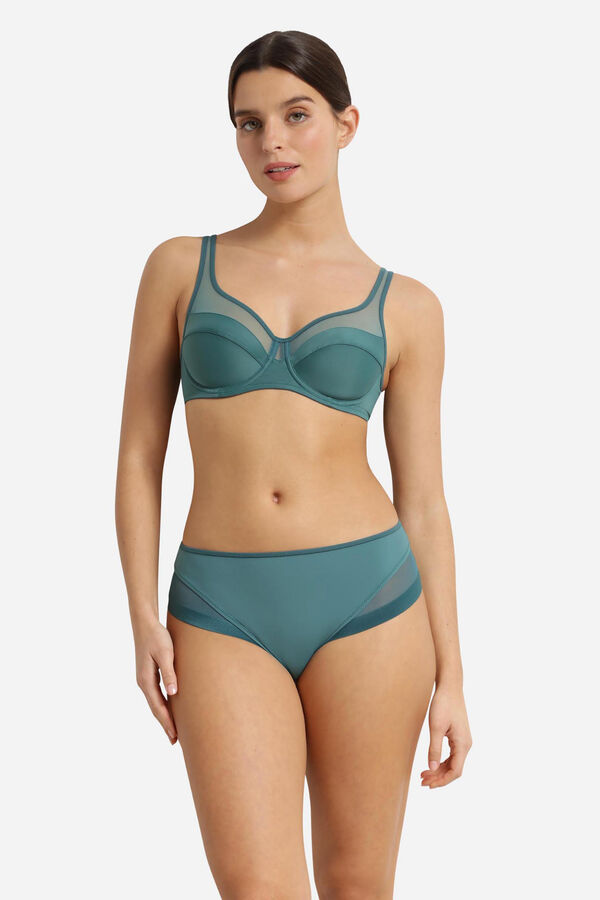 DIM Microfibre and mesh classic panty green