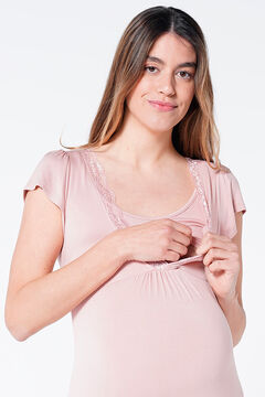 Womensecret Short-sleeved maternity nursing nightgown pink
