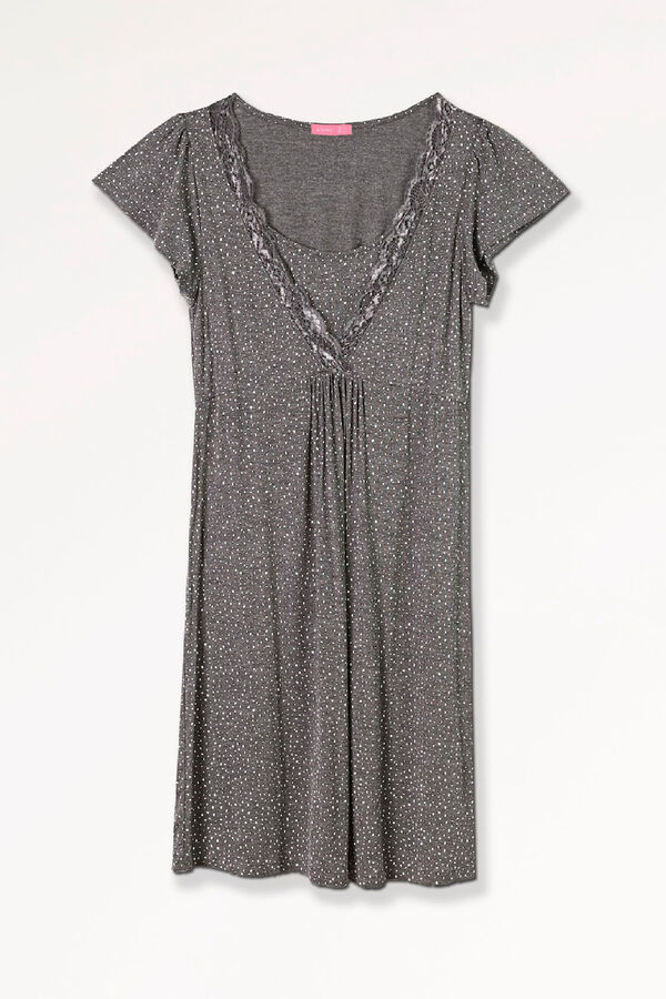 Womensecret Kurzärmeliges Still-Nachthemd mit Punkten Grau