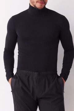 Womensecret Men's thermal high neck long-sleeved T-shirt Schwarz