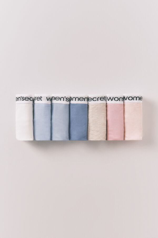 Women'secret 7-pack cotton logo thongs white