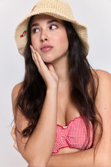 Pieces Bob en paille brod&eacute; nude