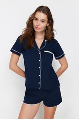 Trendyol Conjunto de pijama camisero corto azul