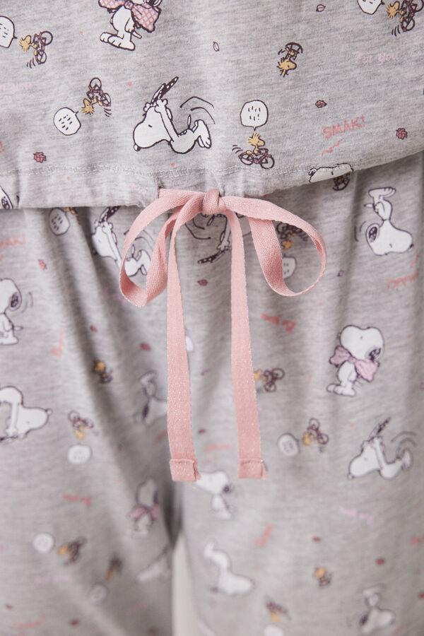 Womensecret Pijama largo 100% algodón Snoopy gris