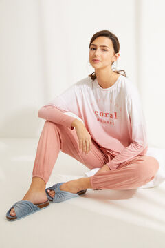 Womensecret Long pink super soft jersey-knit long-sleeved pyjamas pink