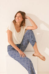 Women'secret Stamp print Capri trouser blue