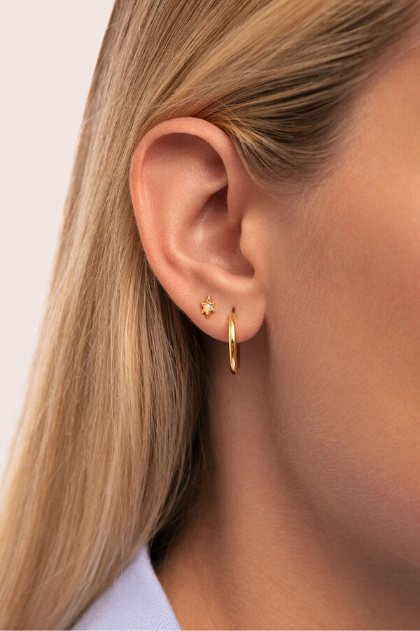 Singularu Pendiente Suelto Polaris Plata Ba&ntilde;o Oro amarillo