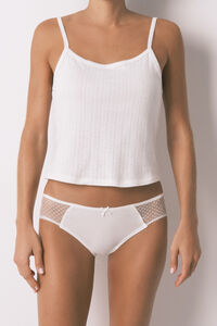 Women'secret White cotton and plumetis classic wide panty