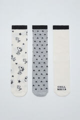 Women'secret Snoopy print 3-pack long socks brown