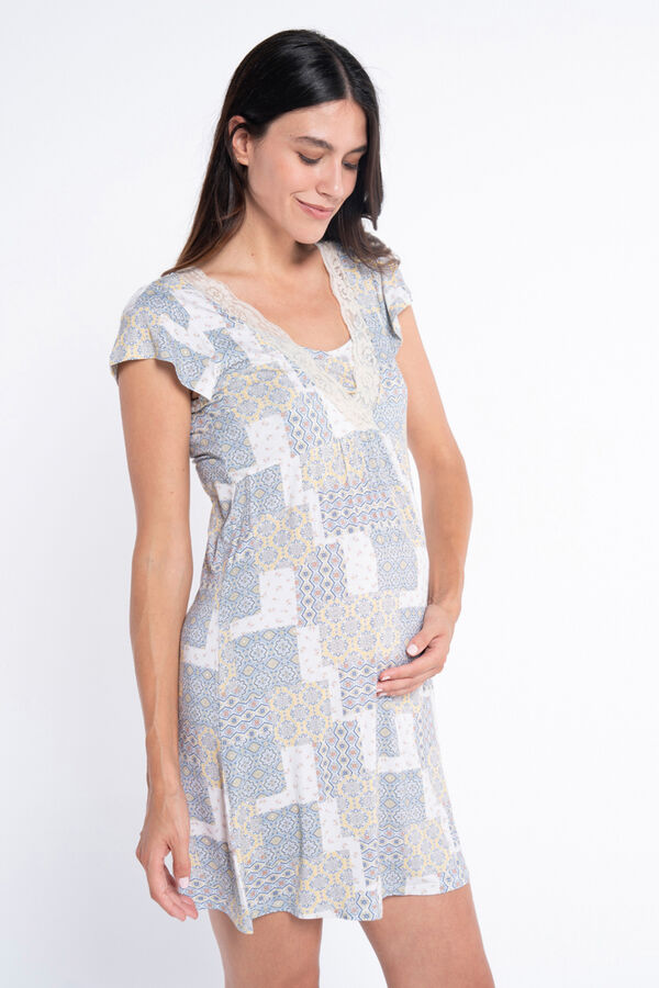 Ohma! Camis&oacute;n lactancia m/c estampado parches blanco