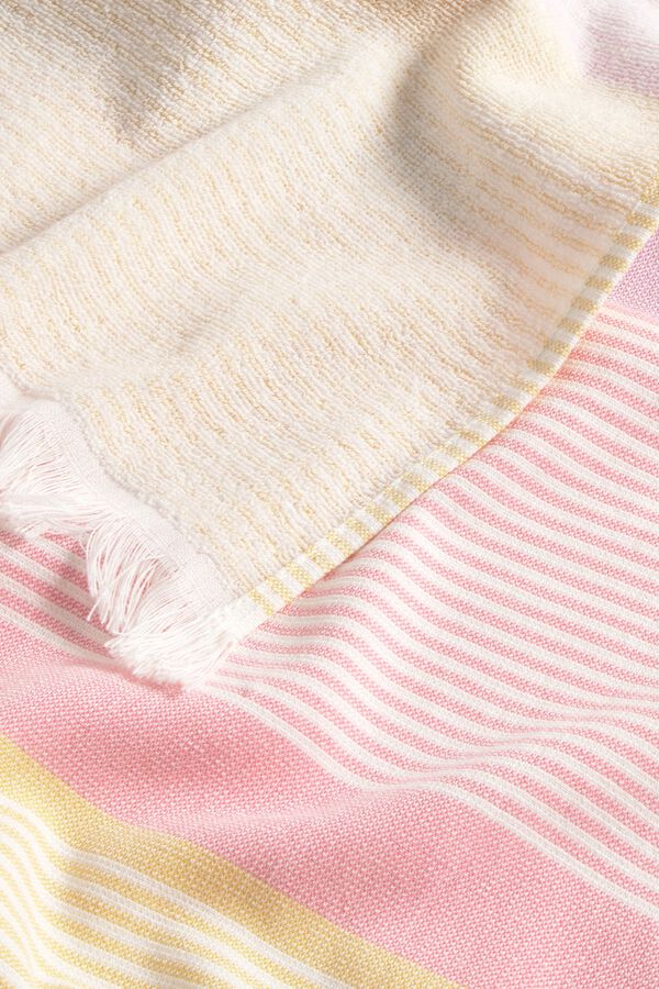 Textura Strandtuch aus Web- und Frotteestoff Wei&szlig;