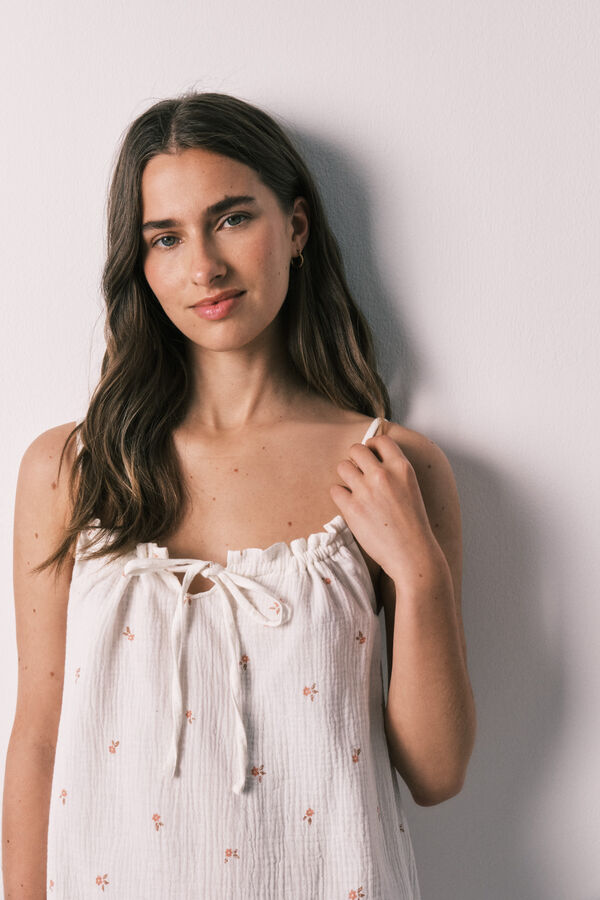 Women'secret White cotton short nightgown beige