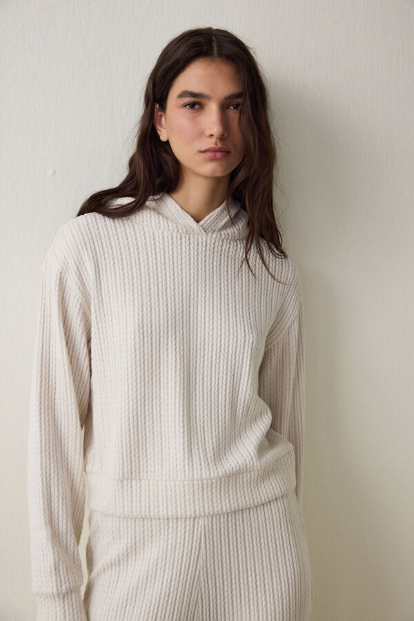 Penti Sudadera con capucha de punto trenzado. beige