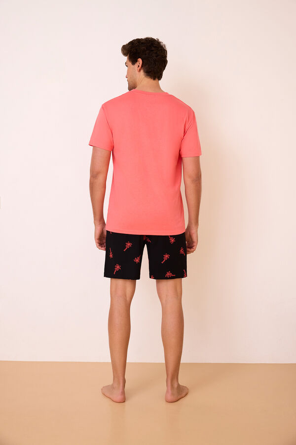 Promise Pijama corto palmeras 100% algod&oacute;n rojo