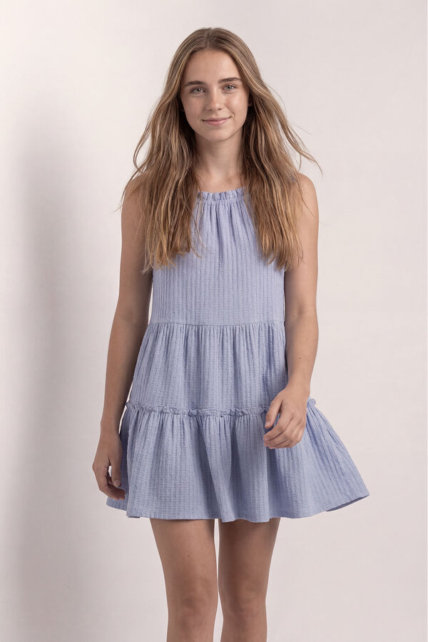 HI&BYE Blue panelled strap short dress blue