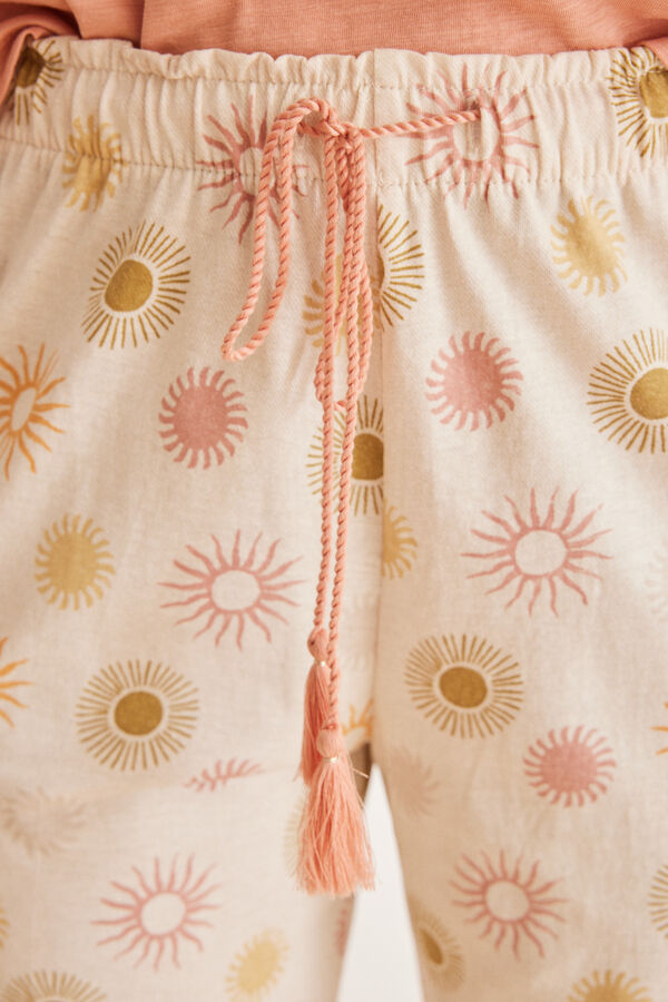 Womensecret Pyjama 100 % coton pantalon soleils rose