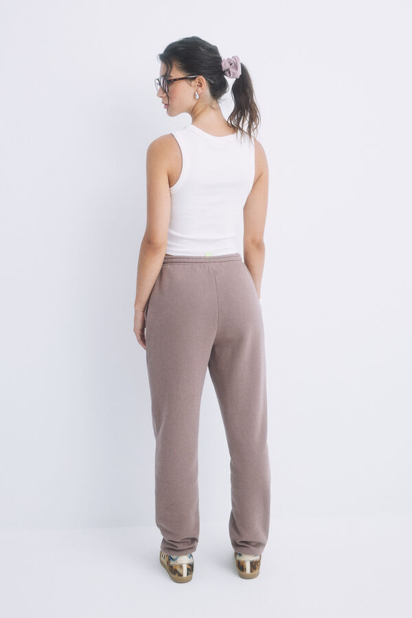 Womensecret Pantalón jogger felpa marrón claro marrón