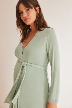 Womensecret Robe de chambre « maternity » verte maille côtelée vert
