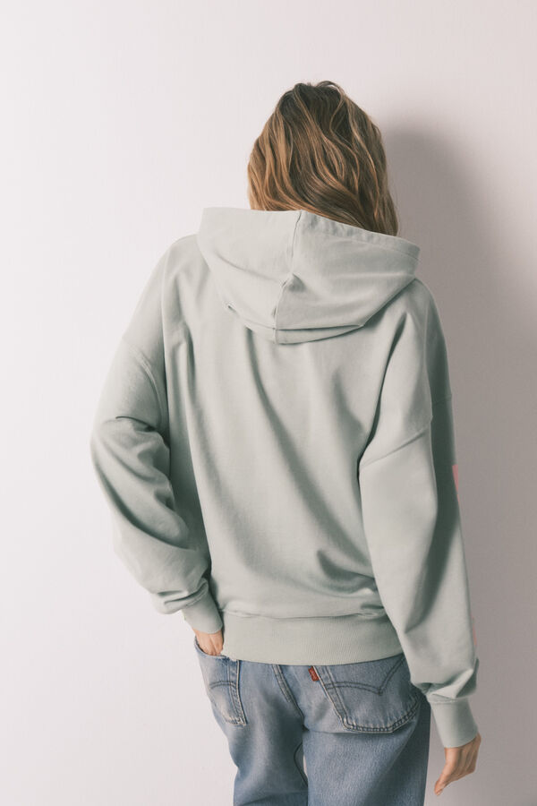 HI&BYE Green cotton fleece hooded sweatshirt green